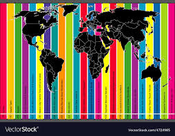 Colorful Background With World Map And Time Zones
