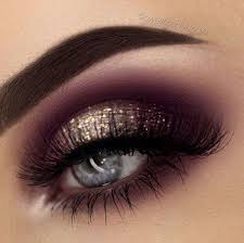 purple and gold glitter eye makeup 1