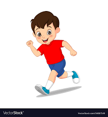 cartoon funny little boy running