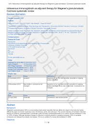 Pdf Intravenous Immunoglobulin As Adjuvant Therapy For