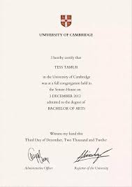What Does A University Of Cambridge Degree Certificate Look Like