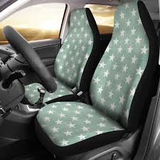 Grey Beige Stars Car Seat Covers Pair 2