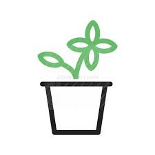 Flower Pot Line Green Black Icon