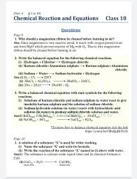 Exercise Of Chapter Chemical Reactions