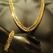 Mens Thick Tight Link Yellow Gold Finish Miami Cuban Link