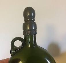 Antique Green Glass Wine Bottle Sprits