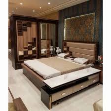Plywood Wooden Queen Size Bed With Storage