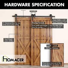 homacer 12 ft 144 in black rustic single track byp sliding barn door hardware kit straight design roller for double doors