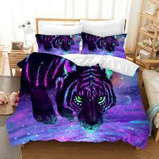 Hot 3d Coloured Tiger Bedding Set Duvet