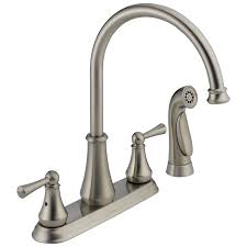 delta lewiston stainless double handle