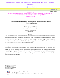 Pdf School Based Management In The Operations And