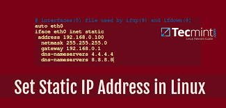 how to set static ip address and