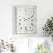 White Vintage Wood Wall Clock 36 X 27