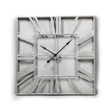 Silver Square Skeleton Clock