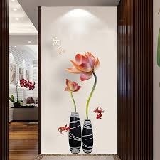 3d Lotus In Vase Wall Stickers