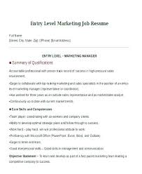 Entry Level Marketing Resume Sample Dew Drops