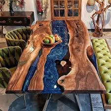 Buy Handcrafted Blue Resin Table