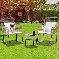 3 Pieces Patio Outdoor Rocking Chairs
