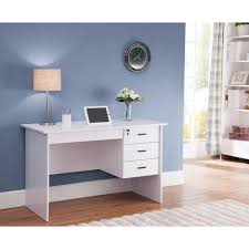 Shop for white desks in shop desks by color. Benzara Modern Office Desk With Three Locking Drawers White Bm144467 Benzara Com