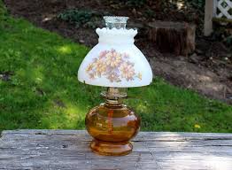 Amber Oil Lamp With Clear Chimney