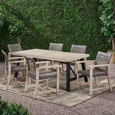 Wood Rectangular Outdoor Dining Set