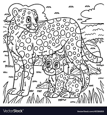 mother cheetah and baby coloring page
