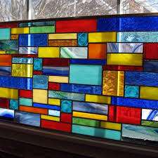 geometric stained glass window panel
