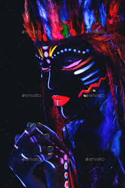 native american with neon makeup