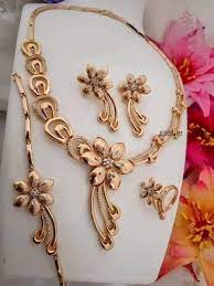 party wear rose gold necklace set at rs
