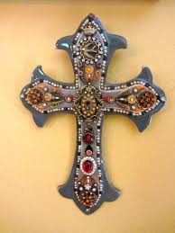 Decorative Wall Cross Gothic Amber Ruby