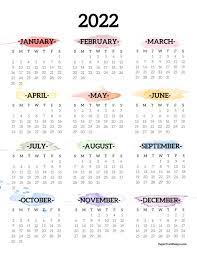 Printable calendar 2021 permit you to print the calendar in whichever template fits your family the. 2022 One Page Calendar Printable Watercolor Paper Trail Design In 2021 Calendar Printables Bullet Journal Paper Calendar