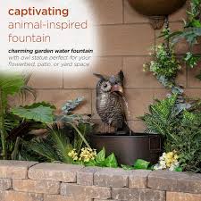 Alpine Corporation Metal Owl Fountain