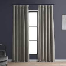 slate gray faux linen blackout curtain
