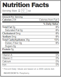 smirnoff ice raspberry nutrition facts