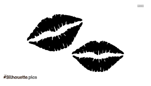 cartoon kissing lips silhouette clip