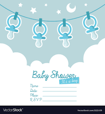 Blue Baby Shower Invitation With Pacifiers
