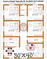 30 X 40 House Plan With 3 Bhk Design