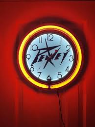 Peavey Double Neon Red White Wall Clock