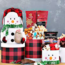 frosty snowman holiday gift tower