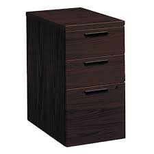 Traditional sliding drawer file cabinets can tuck away into a corner of a home office by your office desk, but you can save even more space with cabinets that look like every day hutches or sofa tables. Hon 105102nn 10500 Series Mahogany Three Drawer Mobile Pedestal Filing Cabinet 15 3 4 X 22 3 4 X 28