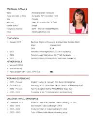 Resume Example English Fancy Example Of Resume In English Sample