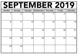 September 2019 Calendar Printable Large Print Sheet Latest