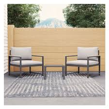 Brookside Meg Three Piece Outdoor Metal Seating Set With Cushions
