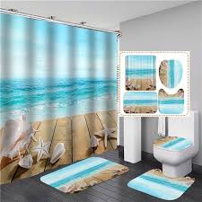 Waterproof Shower Curtain Mats Rugs Set