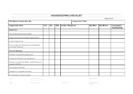 Housekeeping Inspection Checklist Template Workplace Form Room