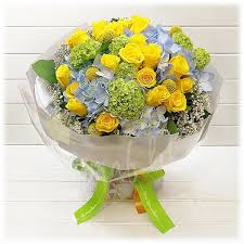 Maybe you would like to learn more about one of these? Rose Flower Bouquet Yellow Rose And Blue Hygrangea Flower
