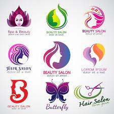 set of vector logos beauty salon set design