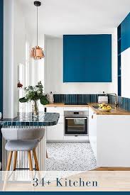 34 blue and white kitchen cabinets