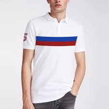 Red Camel Short Sleeve Single Jersey Polo Shirt For Men White With Stripe Sp293