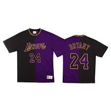 Get ready for the bright lights and the big stage with official los angeles lakers jerseys and gear from nike.com. Los Angeles Lakers Men S 24 Kobe Bryant Split Purple Black T Shirt Yzr68a3d Kobe Bryant Jersey Lakers Jersey Lakersjersey Shop